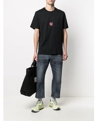 schwarzes bedrucktes T-Shirt mit einem Rundhalsausschnitt von MSGM