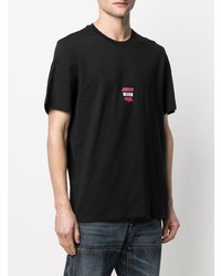 schwarzes bedrucktes T-Shirt mit einem Rundhalsausschnitt von MSGM