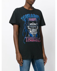 schwarzes bedrucktes T-Shirt mit einem Rundhalsausschnitt von Dsquared2