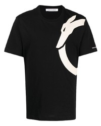 schwarzes bedrucktes T-Shirt mit einem Rundhalsausschnitt von Trussardi