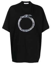 schwarzes bedrucktes T-Shirt mit einem Rundhalsausschnitt von Trussardi