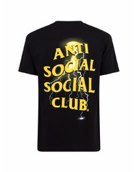 schwarzes bedrucktes T-Shirt mit einem Rundhalsausschnitt von Anti Social Social Club