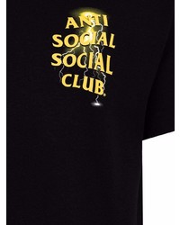 schwarzes bedrucktes T-Shirt mit einem Rundhalsausschnitt von Anti Social Social Club