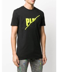 schwarzes bedrucktes T-Shirt mit einem Rundhalsausschnitt von Philipp Plein