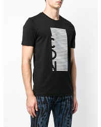 schwarzes bedrucktes T-Shirt mit einem Rundhalsausschnitt von Diesel Black Gold