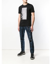 schwarzes bedrucktes T-Shirt mit einem Rundhalsausschnitt von Diesel Black Gold