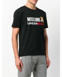 schwarzes bedrucktes T-Shirt mit einem Rundhalsausschnitt von Moschino