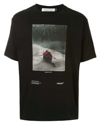 schwarzes bedrucktes T-Shirt mit einem Rundhalsausschnitt von Undercover
