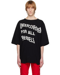 schwarzes bedrucktes T-Shirt mit einem Rundhalsausschnitt von Undercoverism