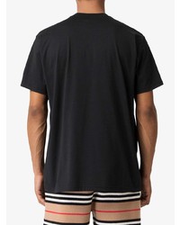 schwarzes bedrucktes T-Shirt mit einem Rundhalsausschnitt von Burberry