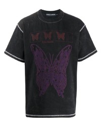 schwarzes bedrucktes T-Shirt mit einem Rundhalsausschnitt von United Standard