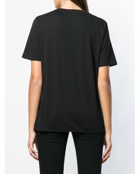 schwarzes bedrucktes T-Shirt mit einem Rundhalsausschnitt von Saint Laurent