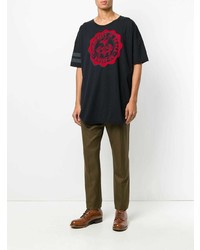 schwarzes bedrucktes T-Shirt mit einem Rundhalsausschnitt von Vivienne Westwood Anglomania