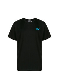 schwarzes bedrucktes T-Shirt mit einem Rundhalsausschnitt von Used Future