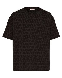 schwarzes bedrucktes T-Shirt mit einem Rundhalsausschnitt von Valentino Garavani