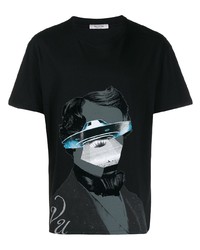 schwarzes bedrucktes T-Shirt mit einem Rundhalsausschnitt von Valentino