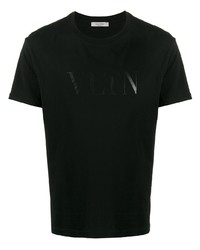 schwarzes bedrucktes T-Shirt mit einem Rundhalsausschnitt von Valentino