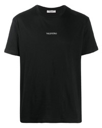 schwarzes bedrucktes T-Shirt mit einem Rundhalsausschnitt von Valentino