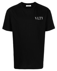 schwarzes bedrucktes T-Shirt mit einem Rundhalsausschnitt von Valentino