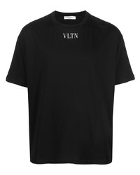 schwarzes bedrucktes T-Shirt mit einem Rundhalsausschnitt von Valentino