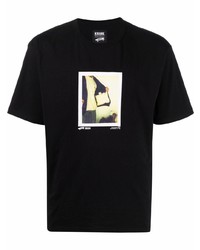schwarzes bedrucktes T-Shirt mit einem Rundhalsausschnitt von Vans