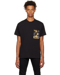 schwarzes bedrucktes T-Shirt mit einem Rundhalsausschnitt von VERSACE JEANS COUTURE