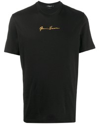 schwarzes bedrucktes T-Shirt mit einem Rundhalsausschnitt von Versace