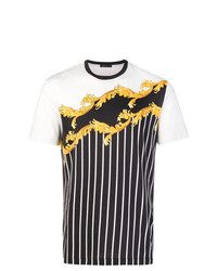 schwarzes bedrucktes T-Shirt mit einem Rundhalsausschnitt von Versace