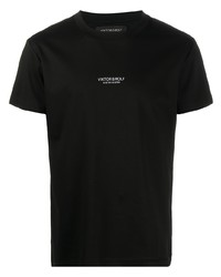 schwarzes bedrucktes T-Shirt mit einem Rundhalsausschnitt von Viktor & Rolf