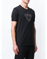 schwarzes bedrucktes T-Shirt mit einem Rundhalsausschnitt von Dolce & Gabbana