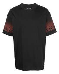 schwarzes bedrucktes T-Shirt mit einem Rundhalsausschnitt von VISION OF SUPE