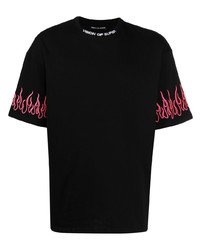 schwarzes bedrucktes T-Shirt mit einem Rundhalsausschnitt von Vision Of Super