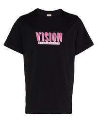 schwarzes bedrucktes T-Shirt mit einem Rundhalsausschnitt von Vision Street Wear