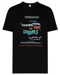 schwarzes bedrucktes T-Shirt mit einem Rundhalsausschnitt von VIVENDII