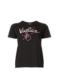schwarzes bedrucktes T-Shirt mit einem Rundhalsausschnitt von Vivetta