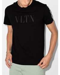 schwarzes bedrucktes T-Shirt mit einem Rundhalsausschnitt von Valentino