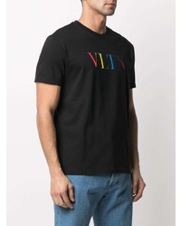 schwarzes bedrucktes T-Shirt mit einem Rundhalsausschnitt von Valentino