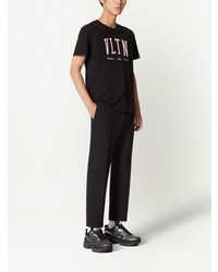 schwarzes bedrucktes T-Shirt mit einem Rundhalsausschnitt von Valentino