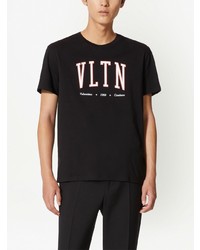 schwarzes bedrucktes T-Shirt mit einem Rundhalsausschnitt von Valentino