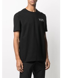 schwarzes bedrucktes T-Shirt mit einem Rundhalsausschnitt von Valentino