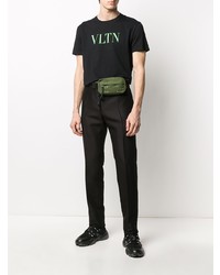 schwarzes bedrucktes T-Shirt mit einem Rundhalsausschnitt von Valentino