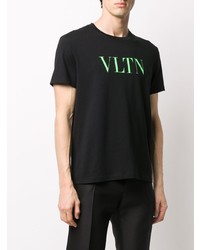 schwarzes bedrucktes T-Shirt mit einem Rundhalsausschnitt von Valentino