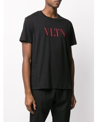 schwarzes bedrucktes T-Shirt mit einem Rundhalsausschnitt von Valentino