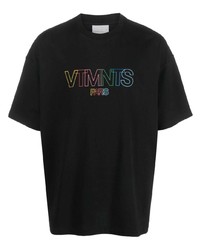 schwarzes bedrucktes T-Shirt mit einem Rundhalsausschnitt von VTMNTS
