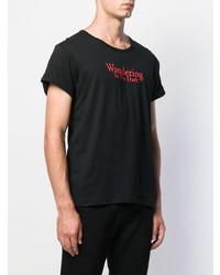 schwarzes bedrucktes T-Shirt mit einem Rundhalsausschnitt von Ann Demeulemeester