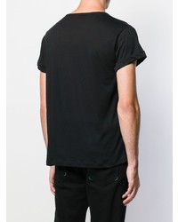 schwarzes bedrucktes T-Shirt mit einem Rundhalsausschnitt von Ann Demeulemeester