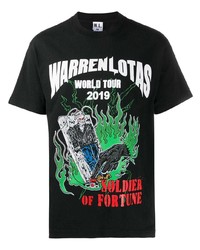 schwarzes bedrucktes T-Shirt mit einem Rundhalsausschnitt von Warren Lotas