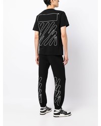 schwarzes bedrucktes T-Shirt mit einem Rundhalsausschnitt von Off-White