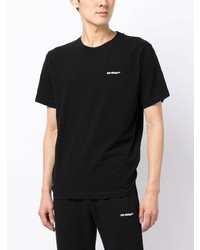 schwarzes bedrucktes T-Shirt mit einem Rundhalsausschnitt von Off-White