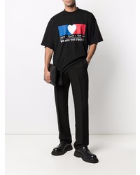 schwarzes bedrucktes T-Shirt mit einem Rundhalsausschnitt von Vetements